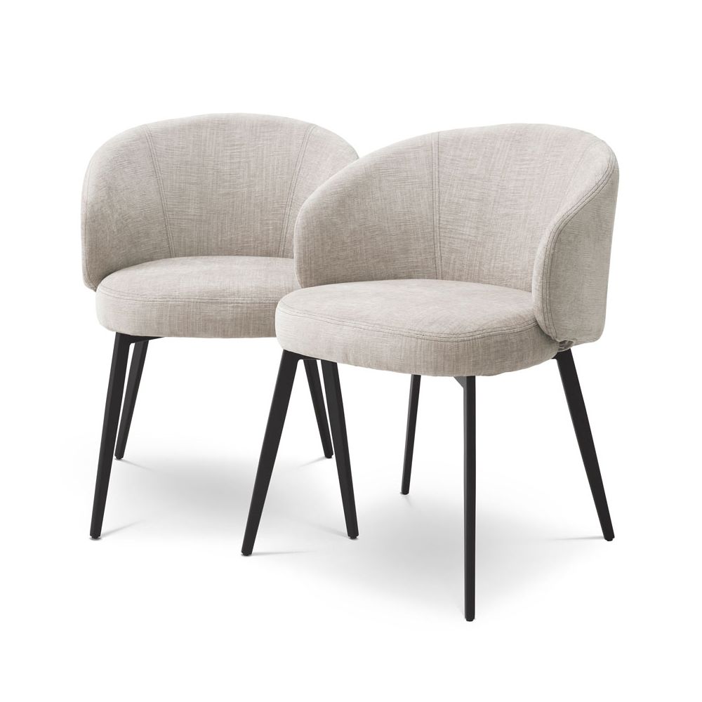 Stylish dining chairs upholstered in sisley beige