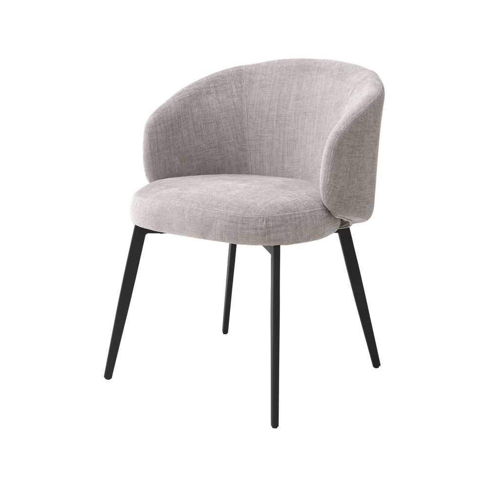 Sophisticated dining chairs with armrest, upholstered in sisley grey