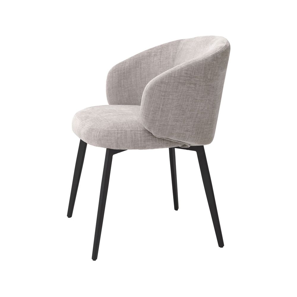 Sophisticated dining chairs with armrest, upholstered in sisley grey