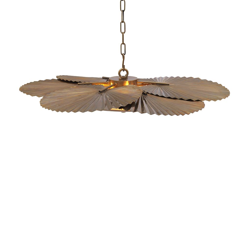Dazzling ceiling light with brass fan effect design