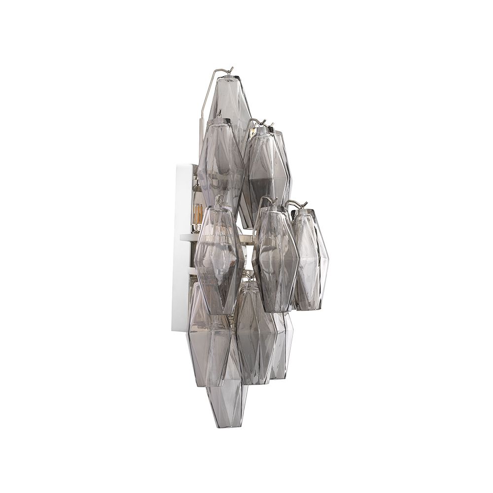A glamorous wall lamp by Eichholtz with smoked glass, diamond-shaped tubes and a nickel finish