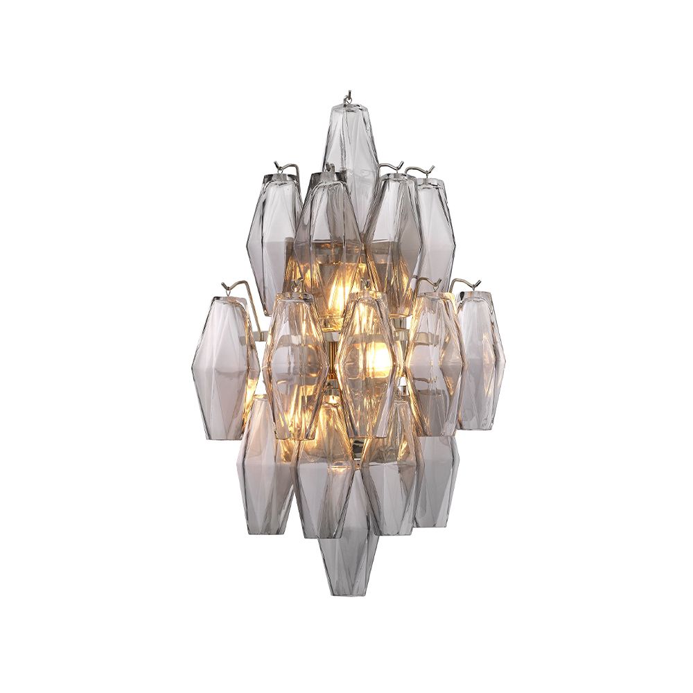 A glamorous wall lamp by Eichholtz with smoked glass, diamond-shaped tubes and a nickel finish