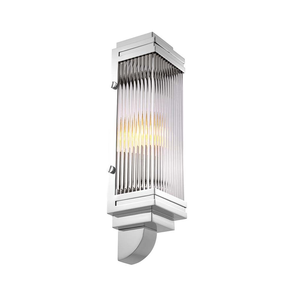 An art deco inspired wall lamp in a nickel finish