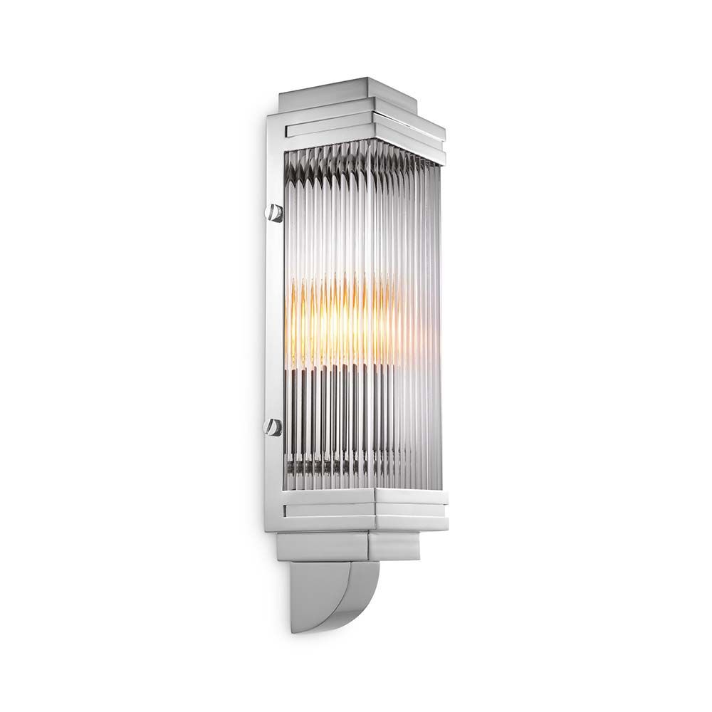 An art deco inspired wall lamp in a nickel finish