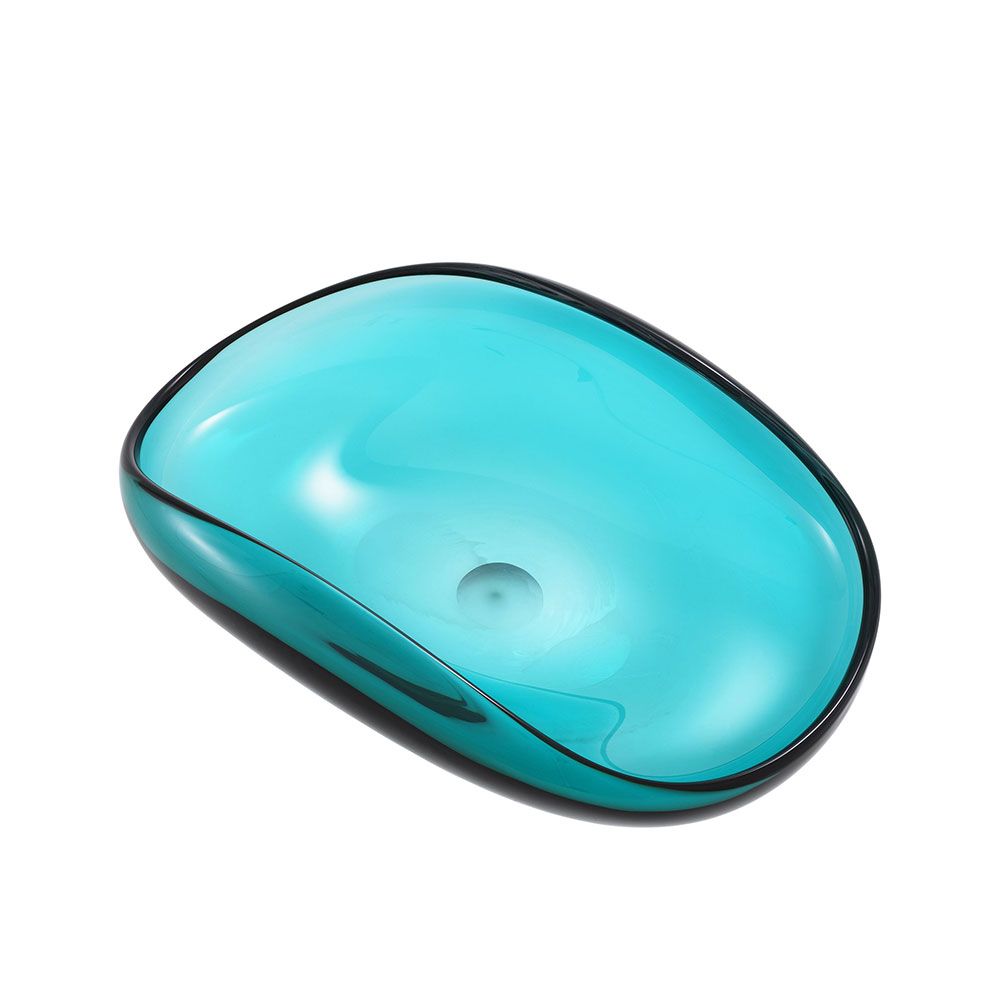 Elegant, flowing turquoise glass bowl