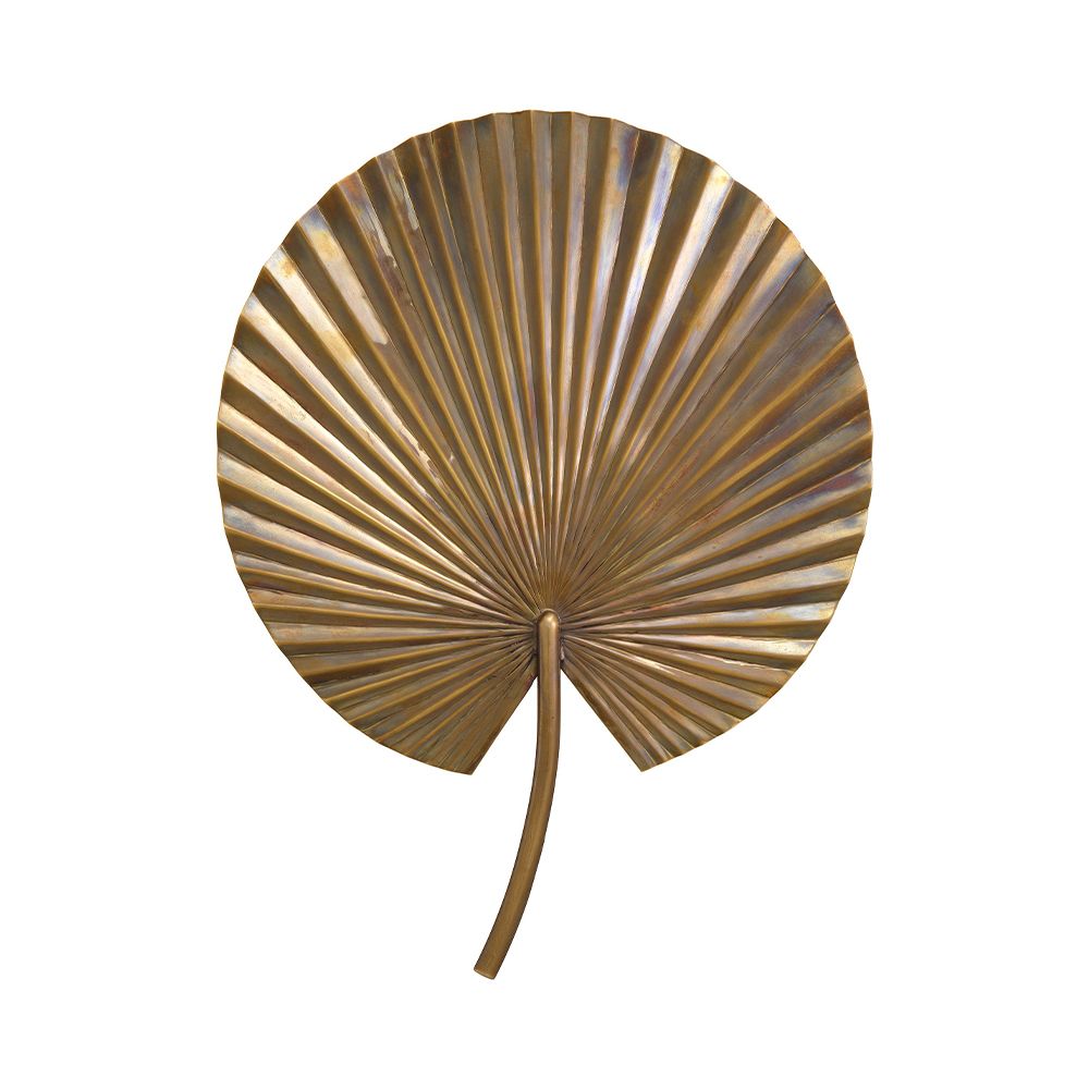 Tropical inspired fan wall light in brass finish