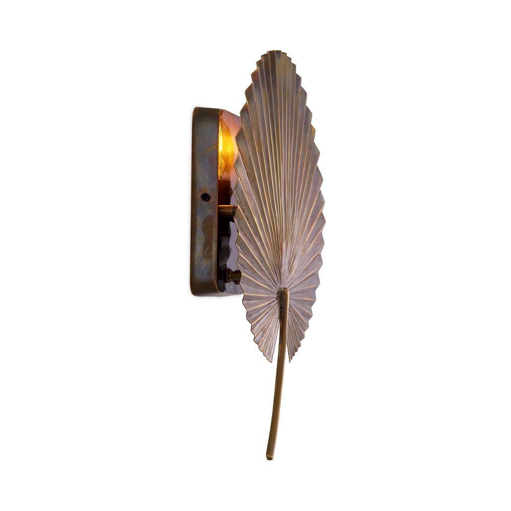 Tropical inspired fan wall light in brass finish