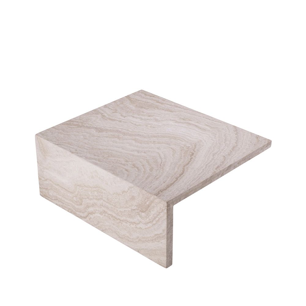 Elegant travertine coffee table featuring cubist design