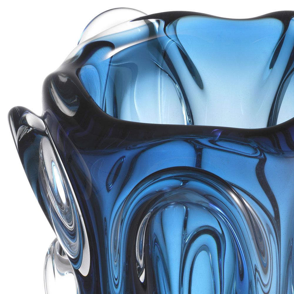 Beautiful warp-effect blue glass vase