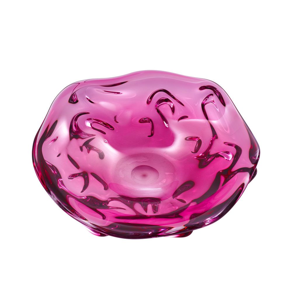 Elegant pink glass bowl with organic curves