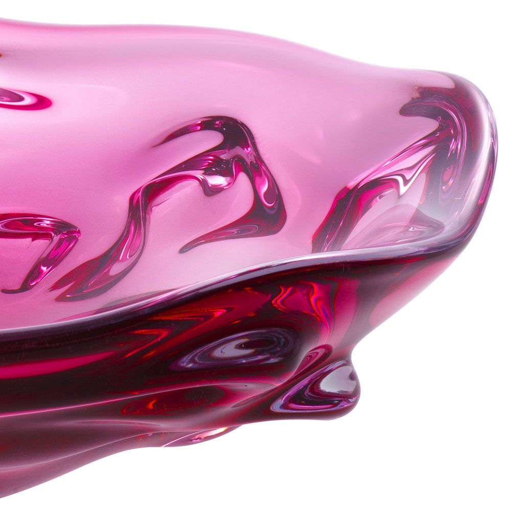 Elegant pink glass bowl with organic curves