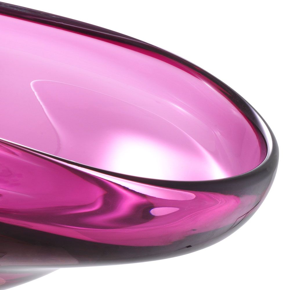 Organic shape bowl in hand-blown pink glass finish