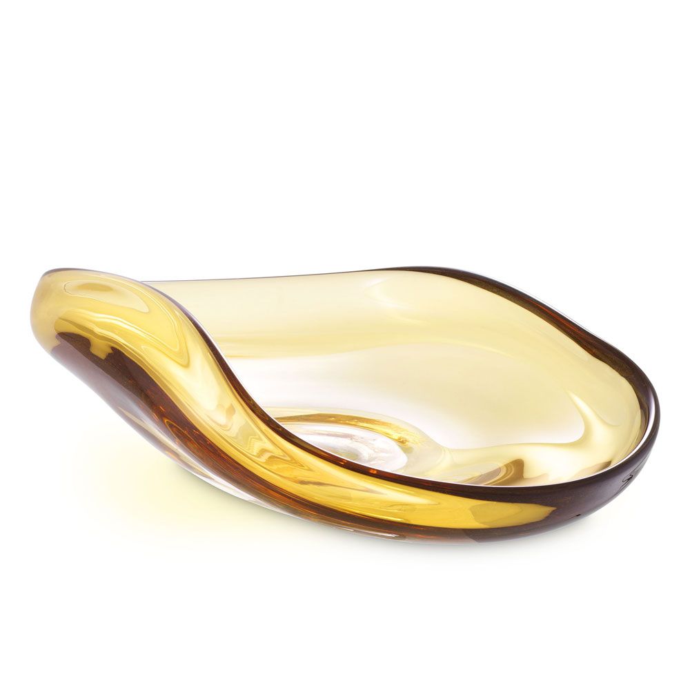 Curved shape glass bowl in radiant yellow finish