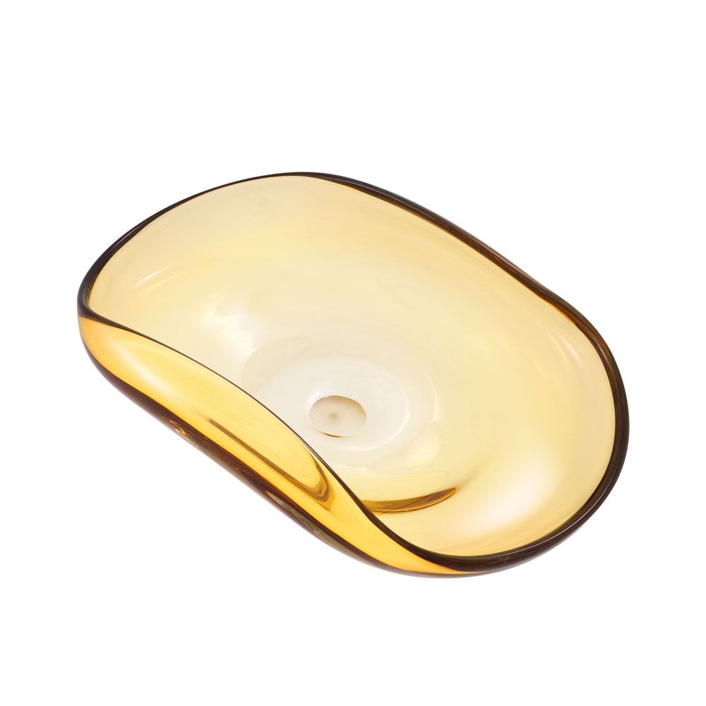 Curved shape glass bowl in radiant yellow finish