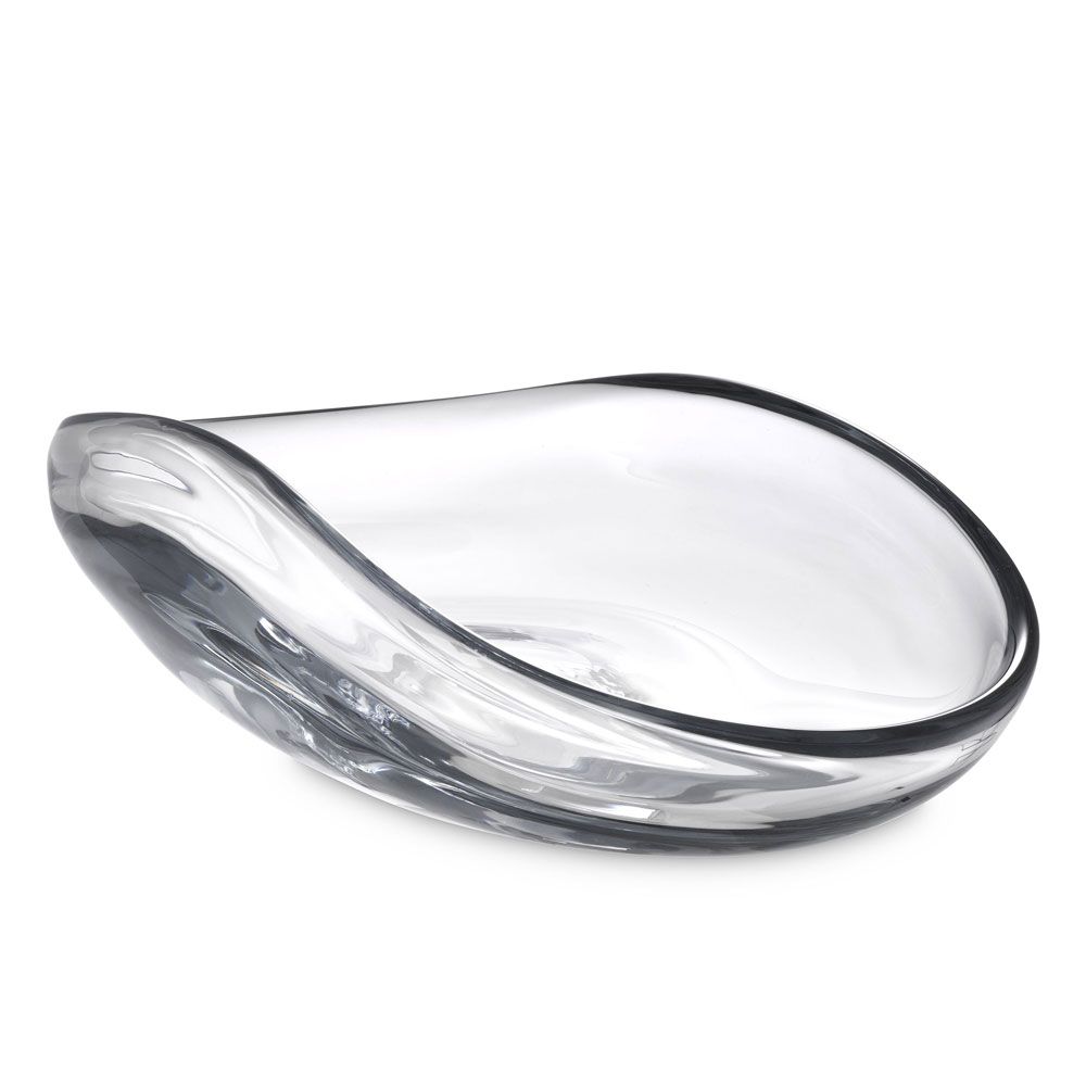 Elegant clear glass bowl featuring enchanting flowing shape