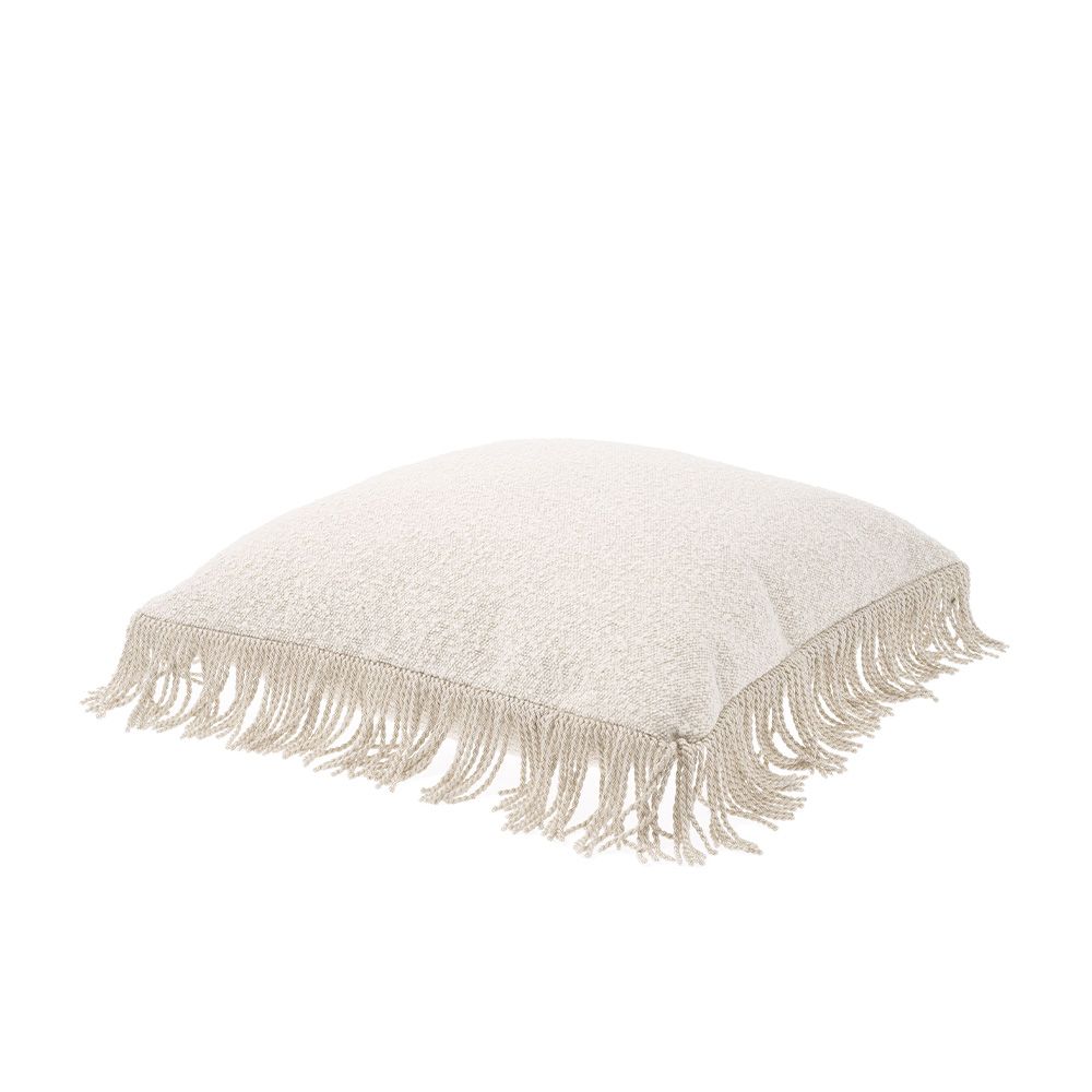 Gorgeous, cream-toned large cushion with fringe detail