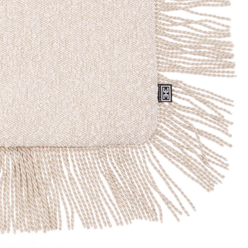 Gorgeous, cream-toned large cushion with fringe detail