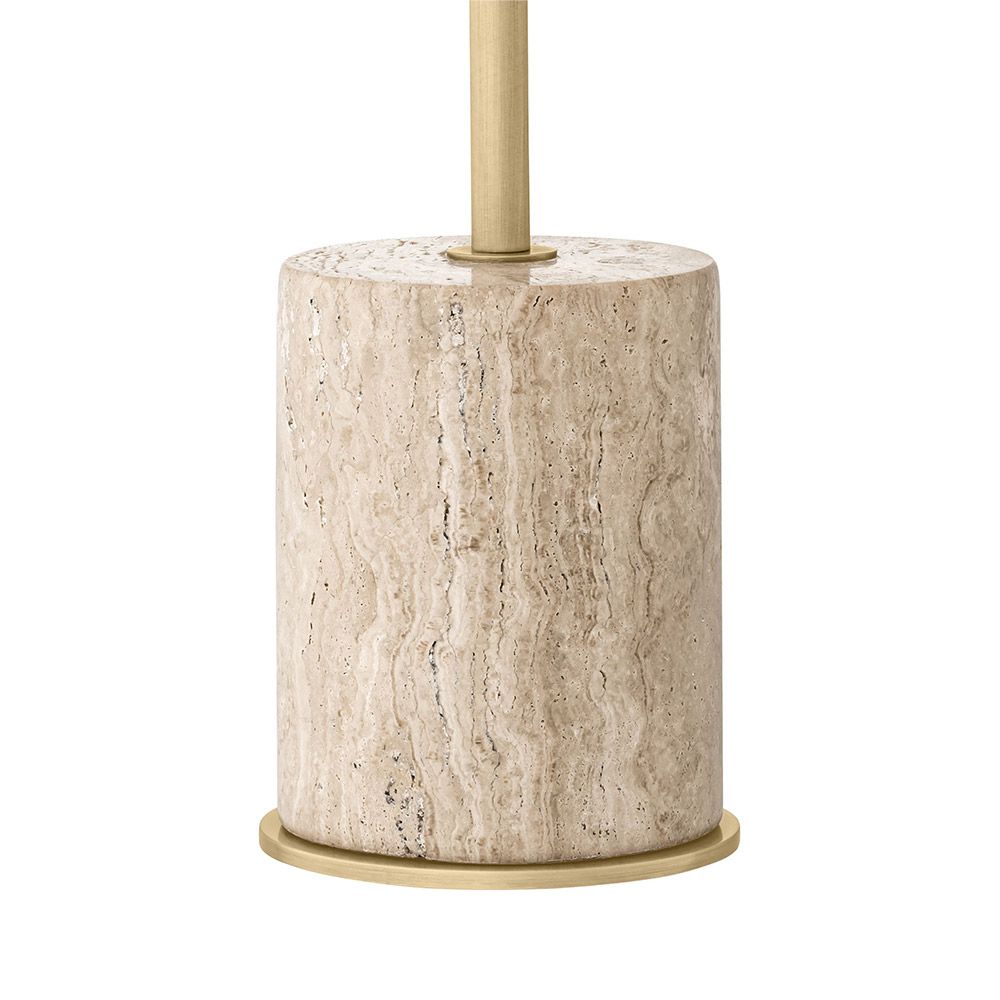 Striking table lamp with round lampshades and travertine base