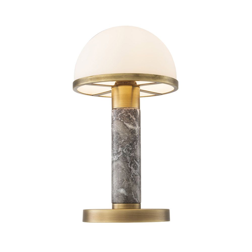 Glamorous side lamp with rounded shade and grey marble base