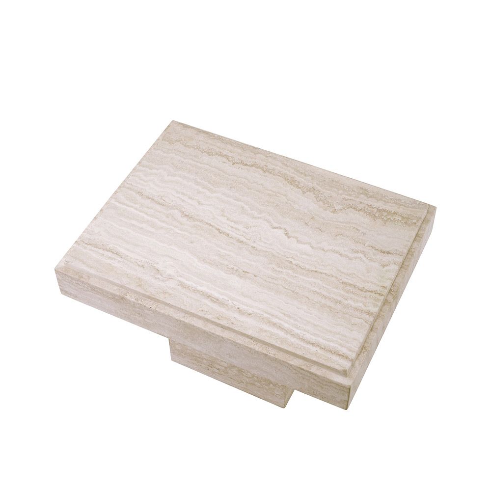 Alluring travertine finish square side table
