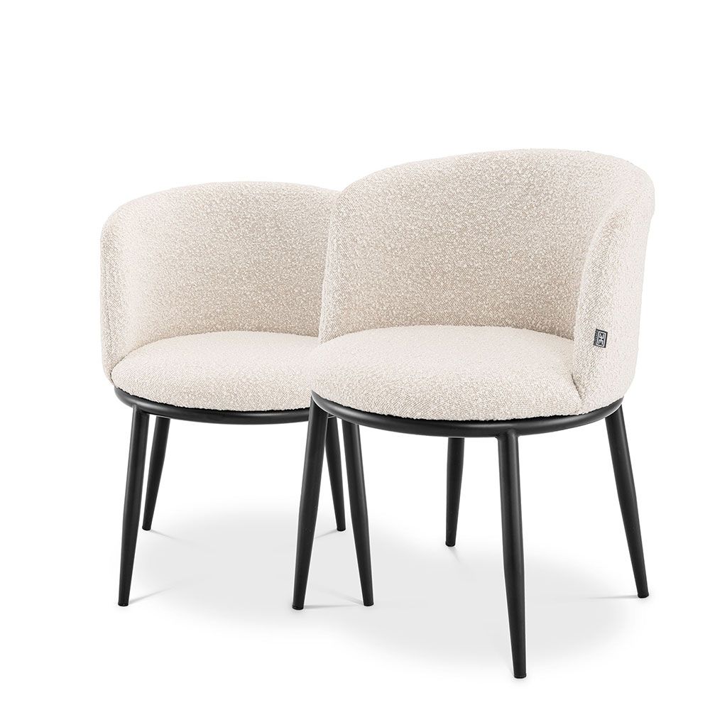 Set of two boucle dining chairs available in cream and grey
