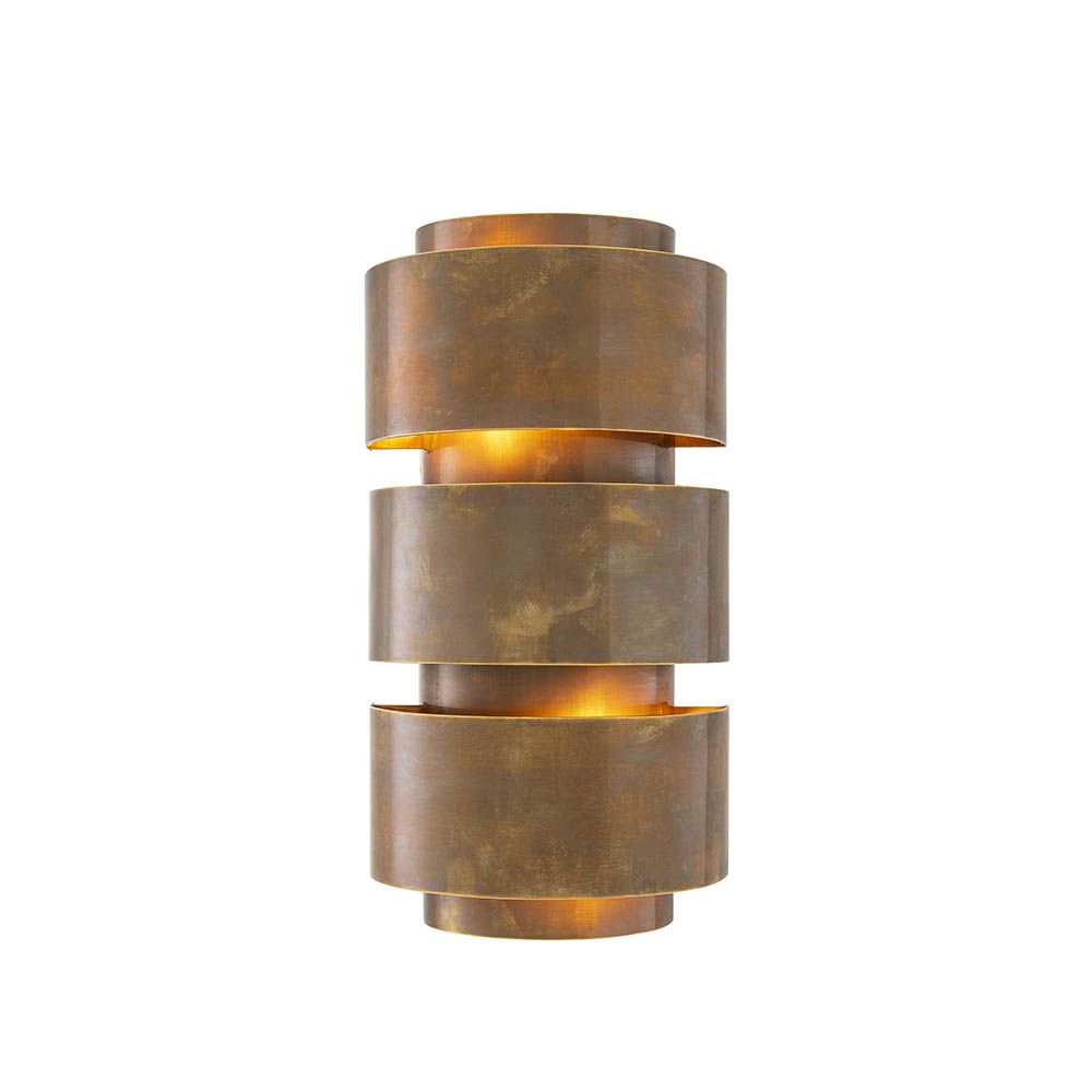 Stylish, modern brass wall light with vintage brass finish