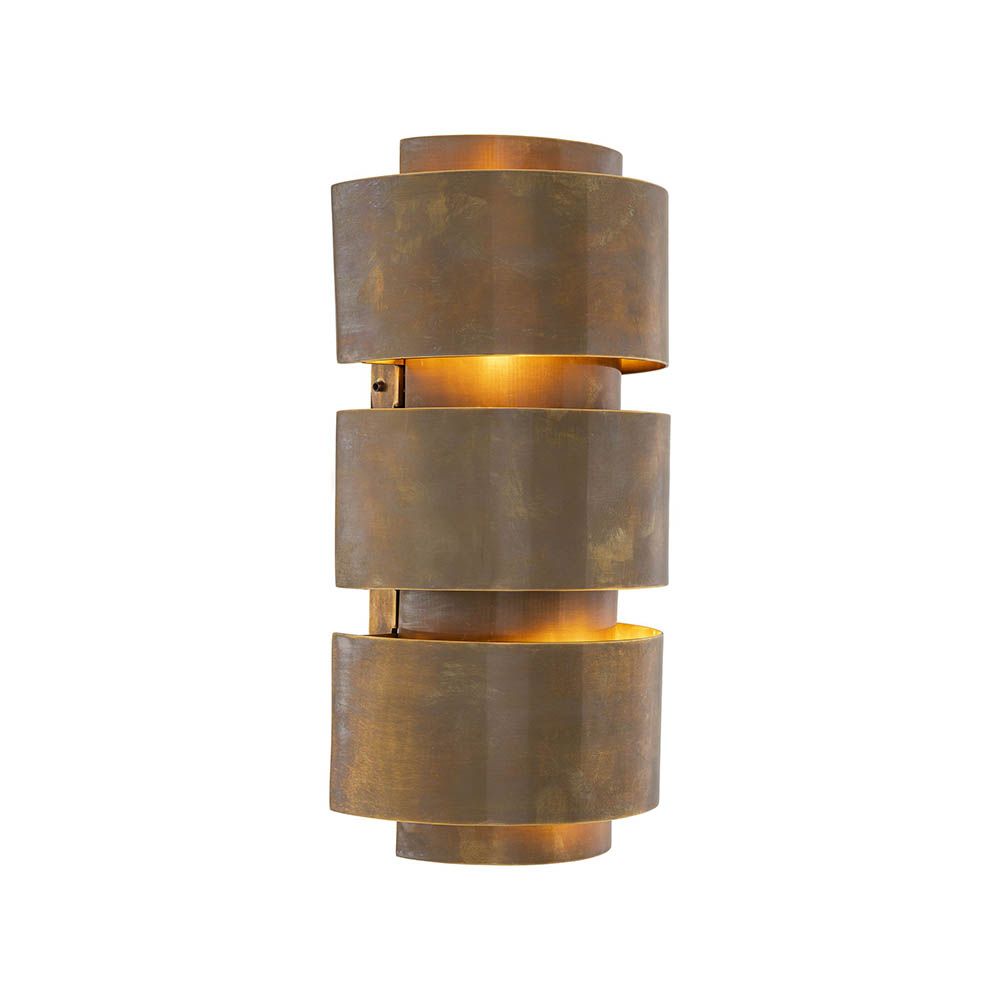 Stylish, modern brass wall light with vintage brass finish
