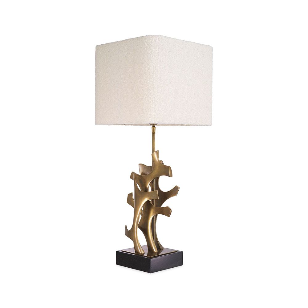 Glamorous sculptural table lamp in brass or bronze finish