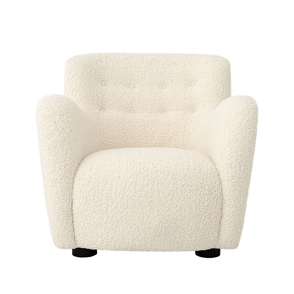 Dreamy wool effect armchair available in cream and sand finishes