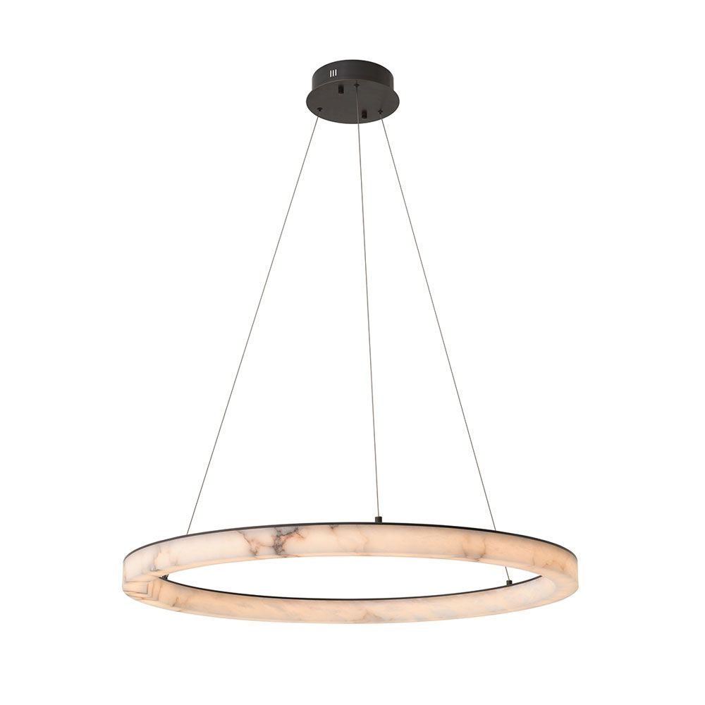 A luxurious, statement chandelier by Eichholtz with alabaster details and a beautiful bronze highlight finish