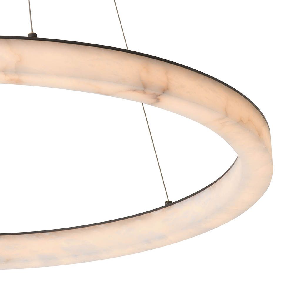 A luxurious, statement chandelier by Eichholtz with alabaster details and a beautiful bronze highlight finish