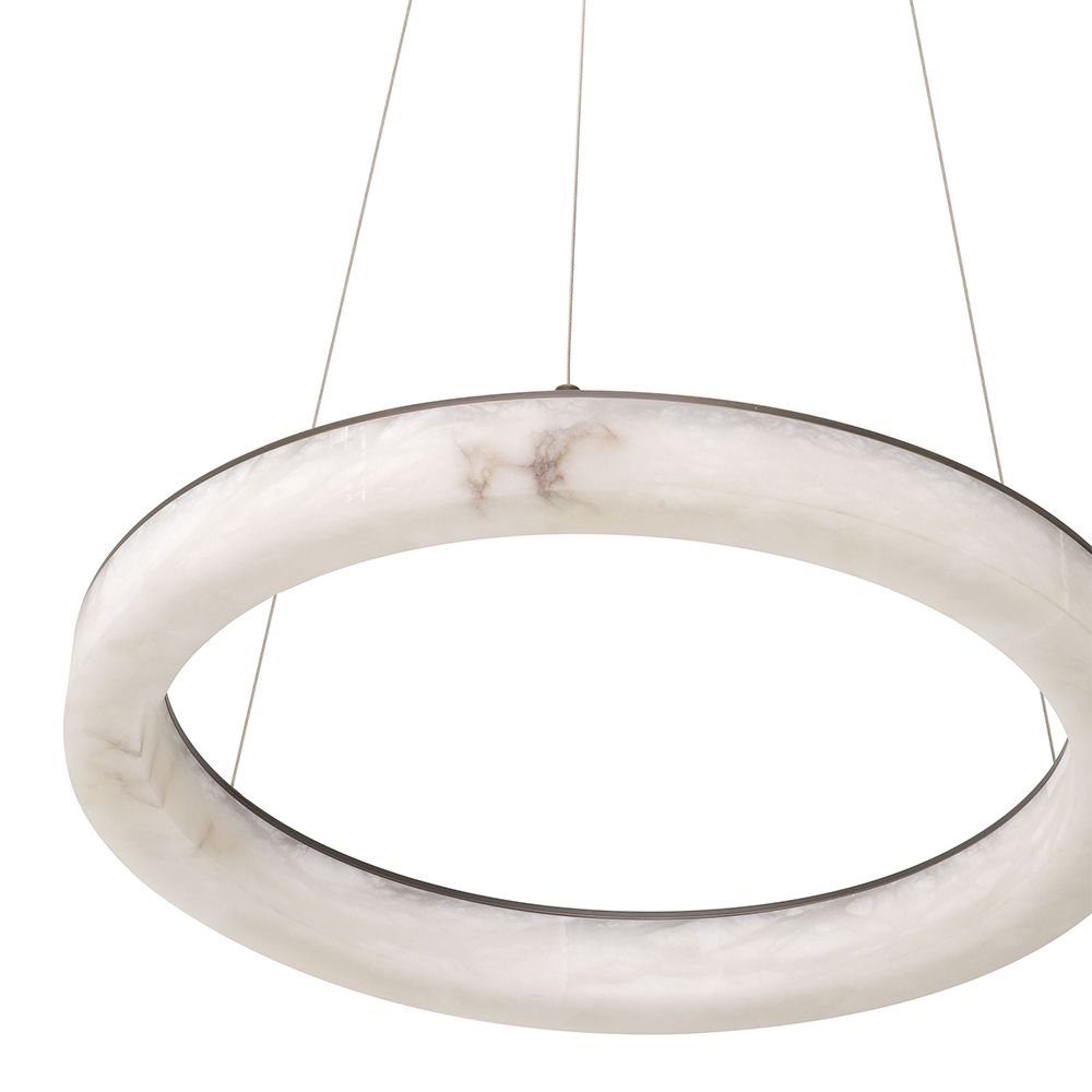 A luxurious, statement chandelier by Eichholtz with alabaster details and a beautiful bronze highlight finish