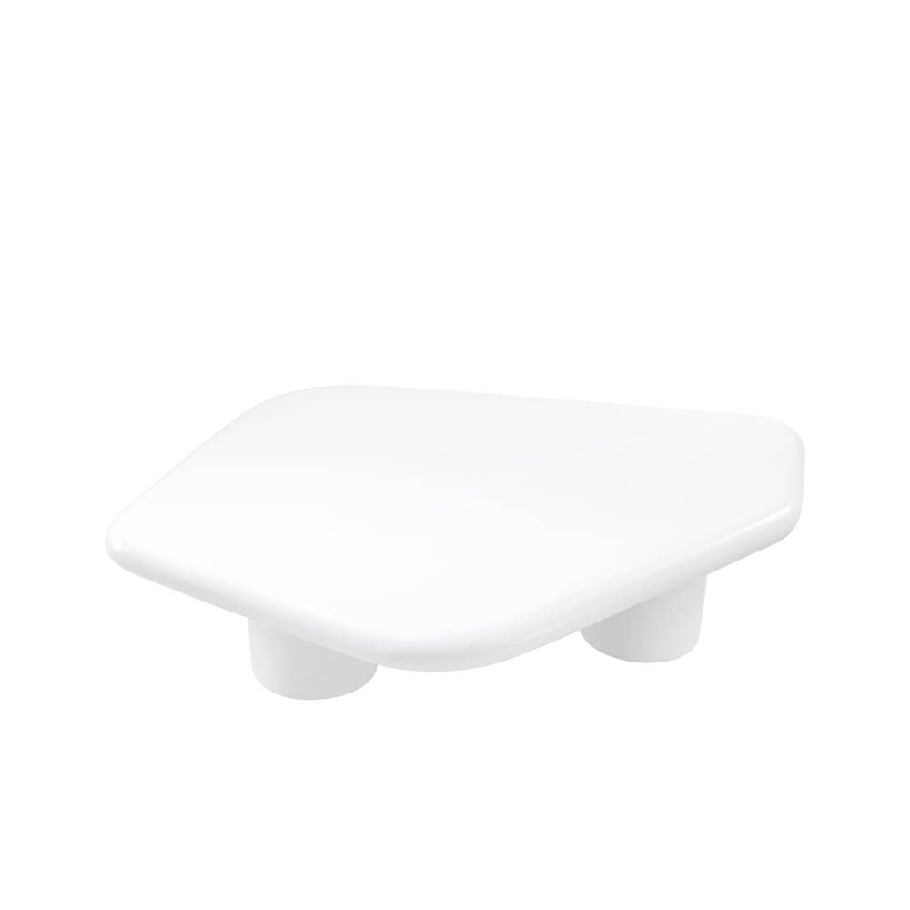 Bold and contemporary white coffee table with organically shaped surface