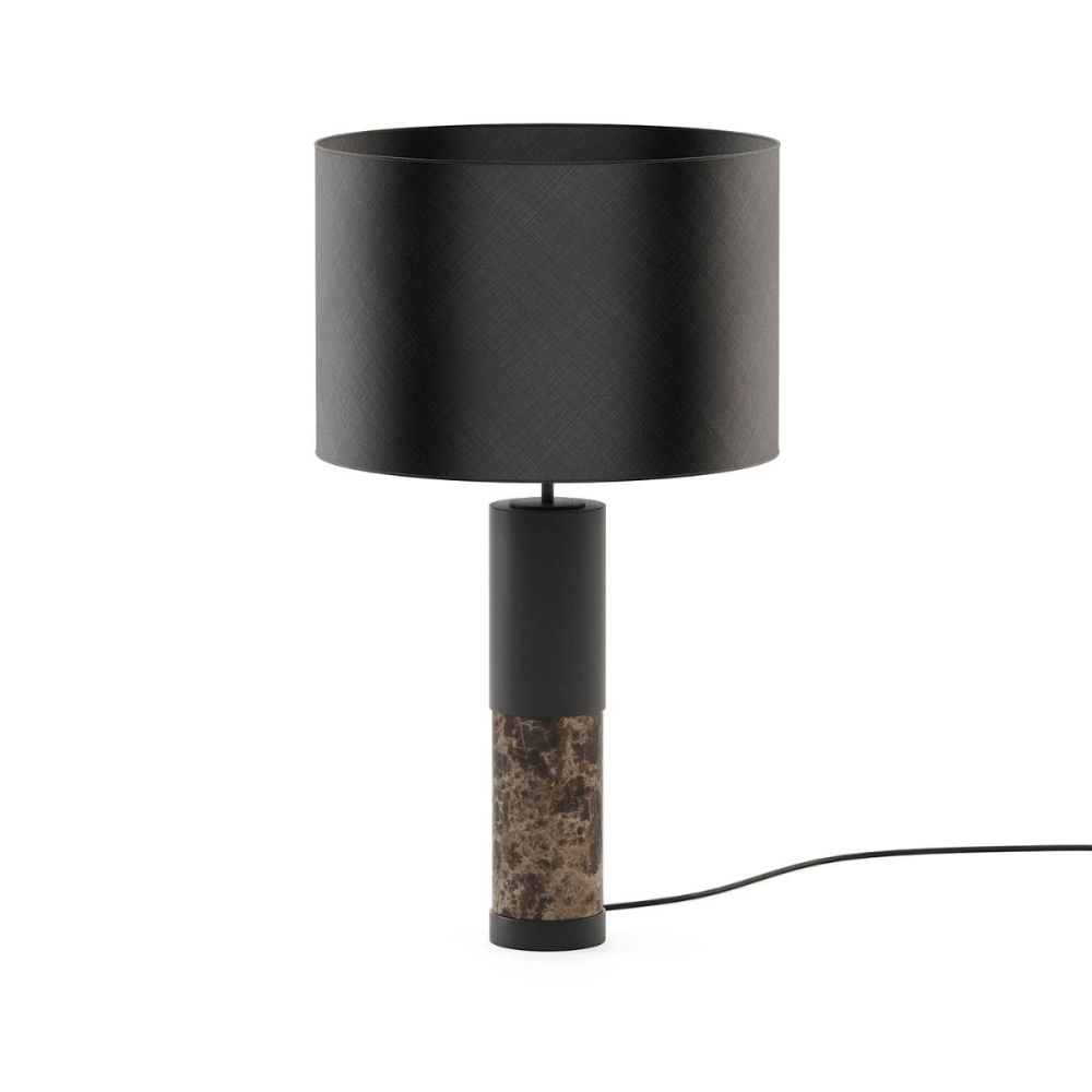Dark emperador marble table lamp with black lampshade