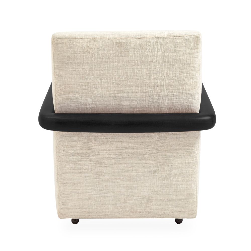 contemporary l-shaped armchair with natural linen upholstery
