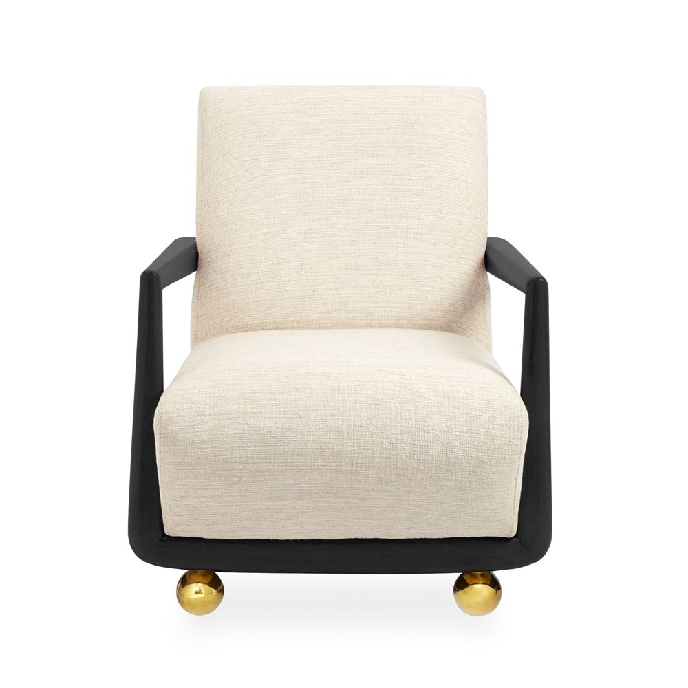 contemporary l-shaped armchair with natural linen upholstery