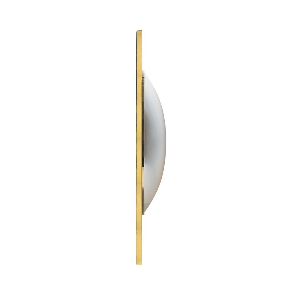 A polished brass mirror with a curved mirror