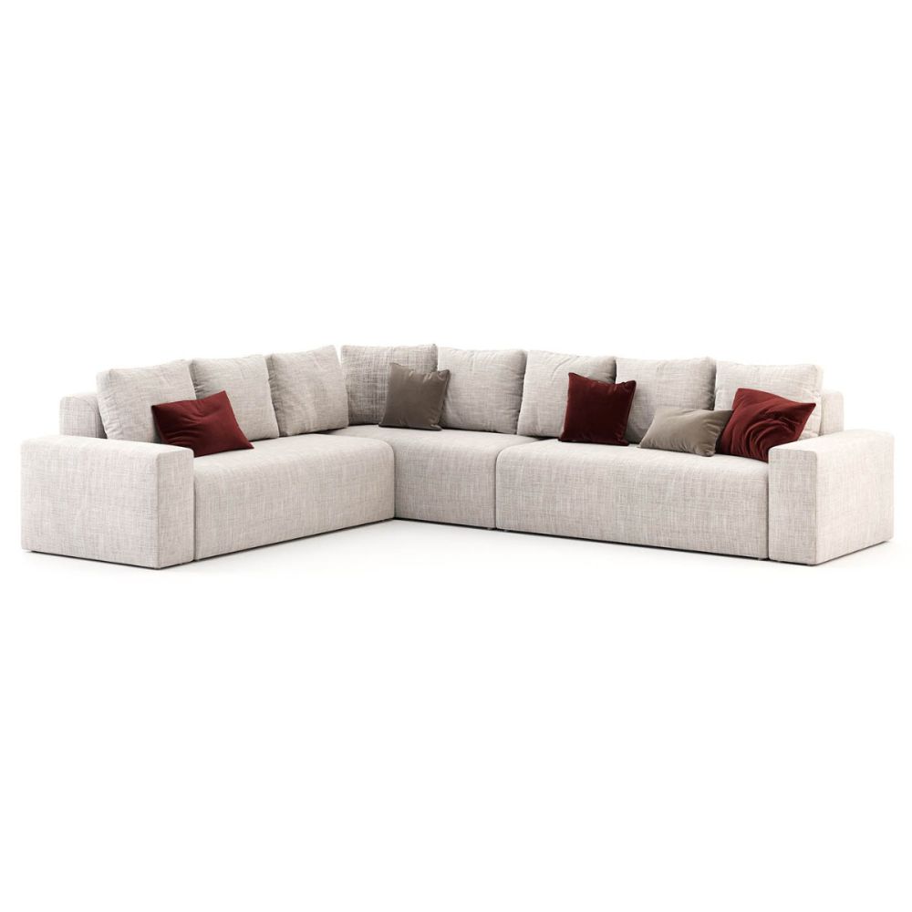 A luxurious linen corner sofa in Xangai Beige fabric