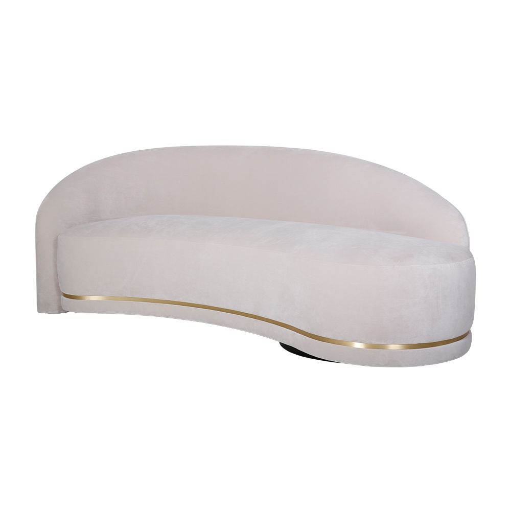 A luxurious Art Deco-inspired sofa with brass-effect detailing.