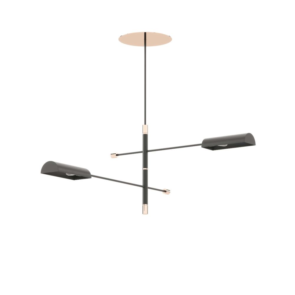 Black iron and copper stainless steel ceiling light with pointed out lampshades