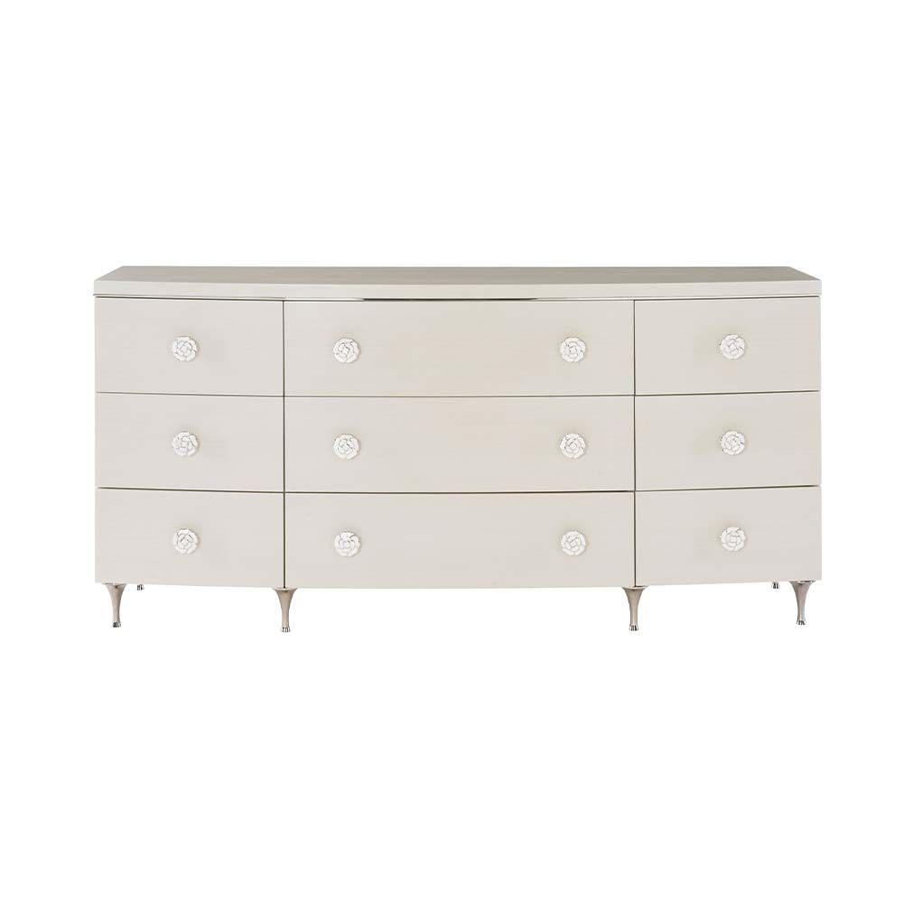 A feminine nine-drawer dresser with subtle and elegant details
