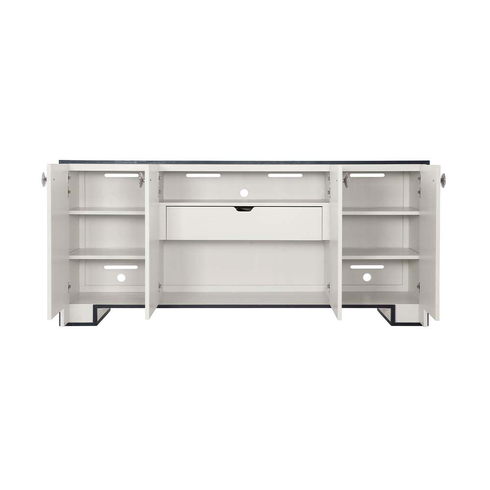 Monochromatic sideboard with four doors and rose detail handles