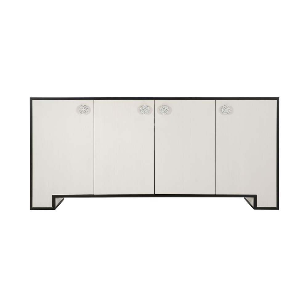 Monochromatic sideboard with four doors and rose detail handles