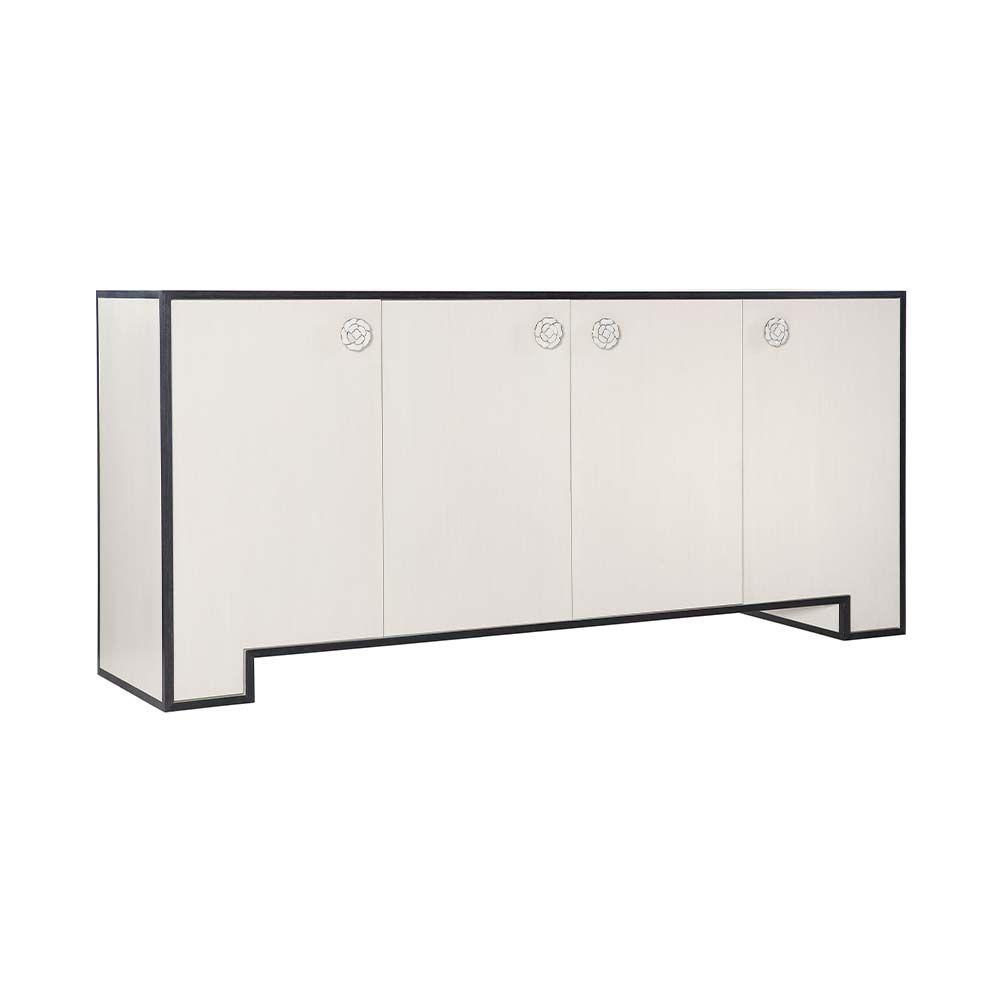 Monochromatic sideboard with four doors and rose detail handles