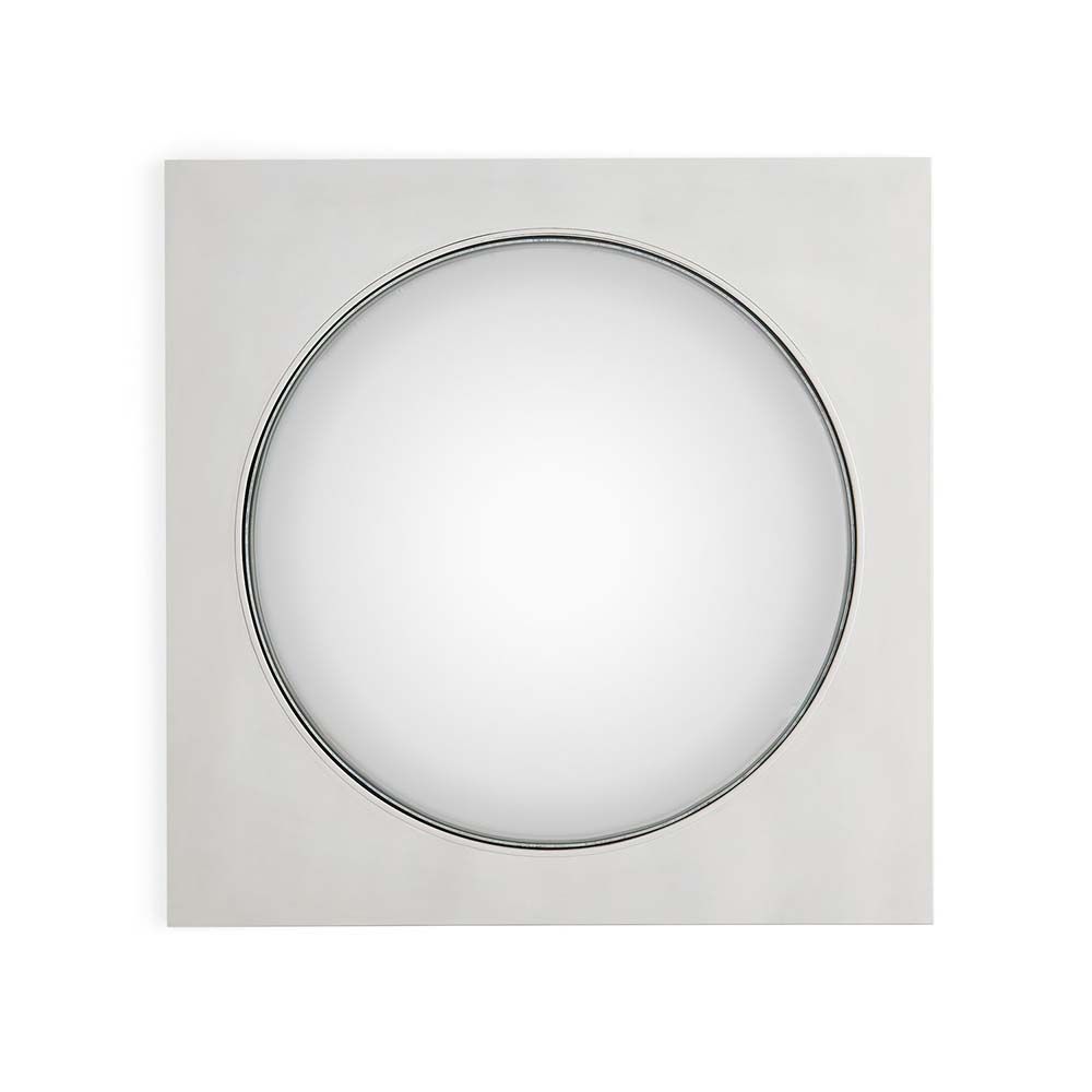 A convex mirror with a nickel frame