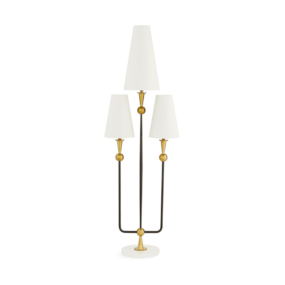 Elegant floor lamp with varying height lampshades