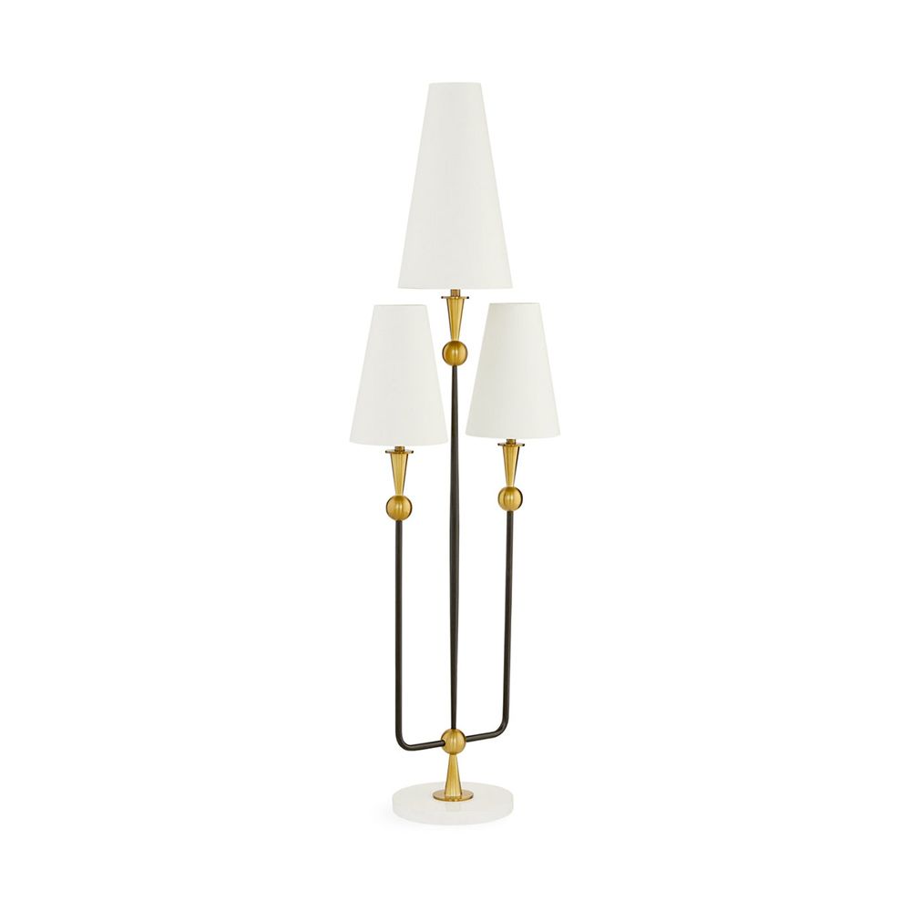 Elegant floor lamp with varying height lampshades