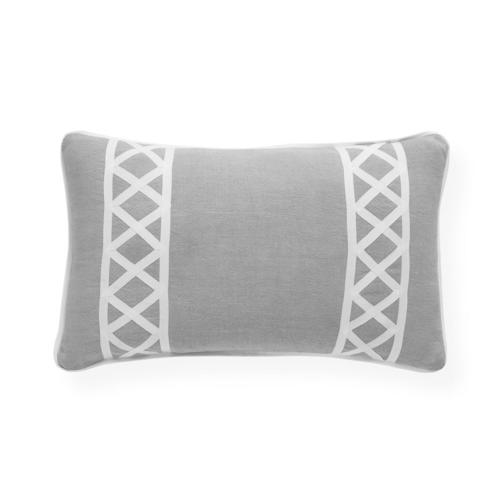 Striking grey and white graphic pattern cushion
