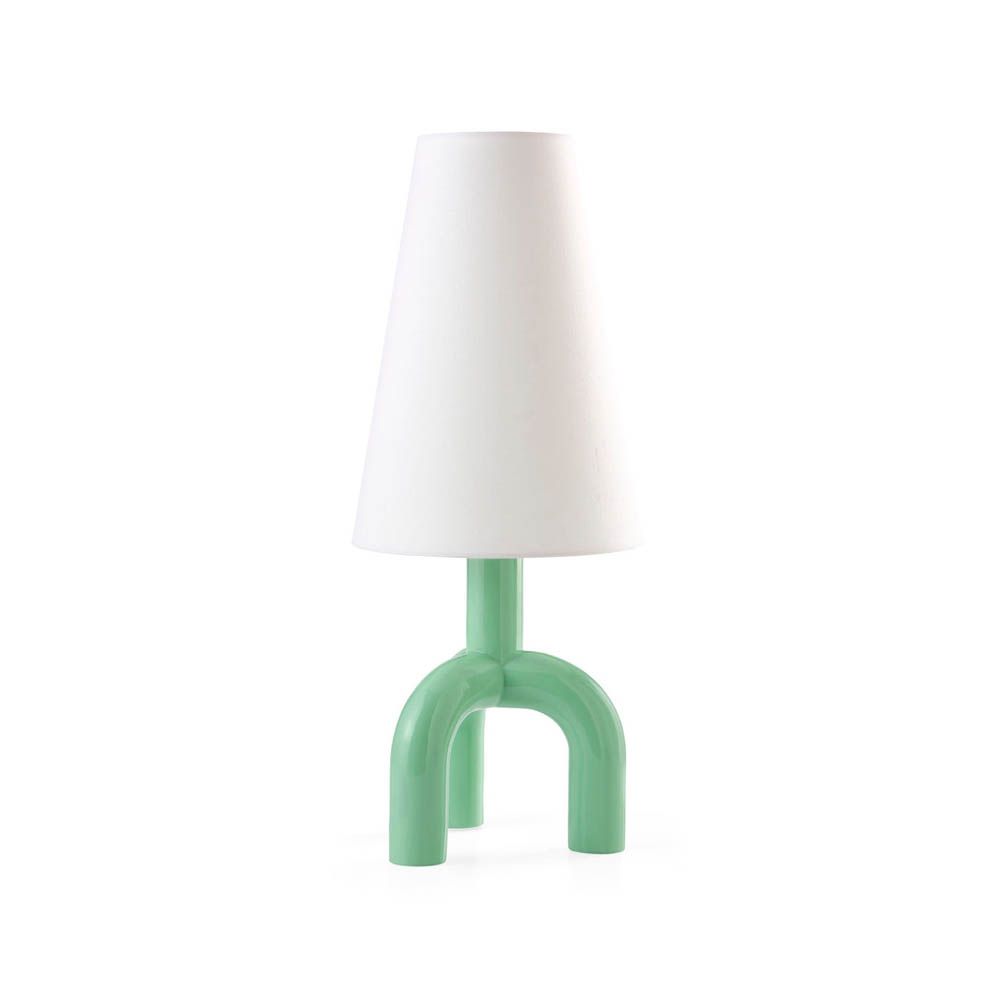 Exquisite, contemporary tripod design table lamp in mint colour