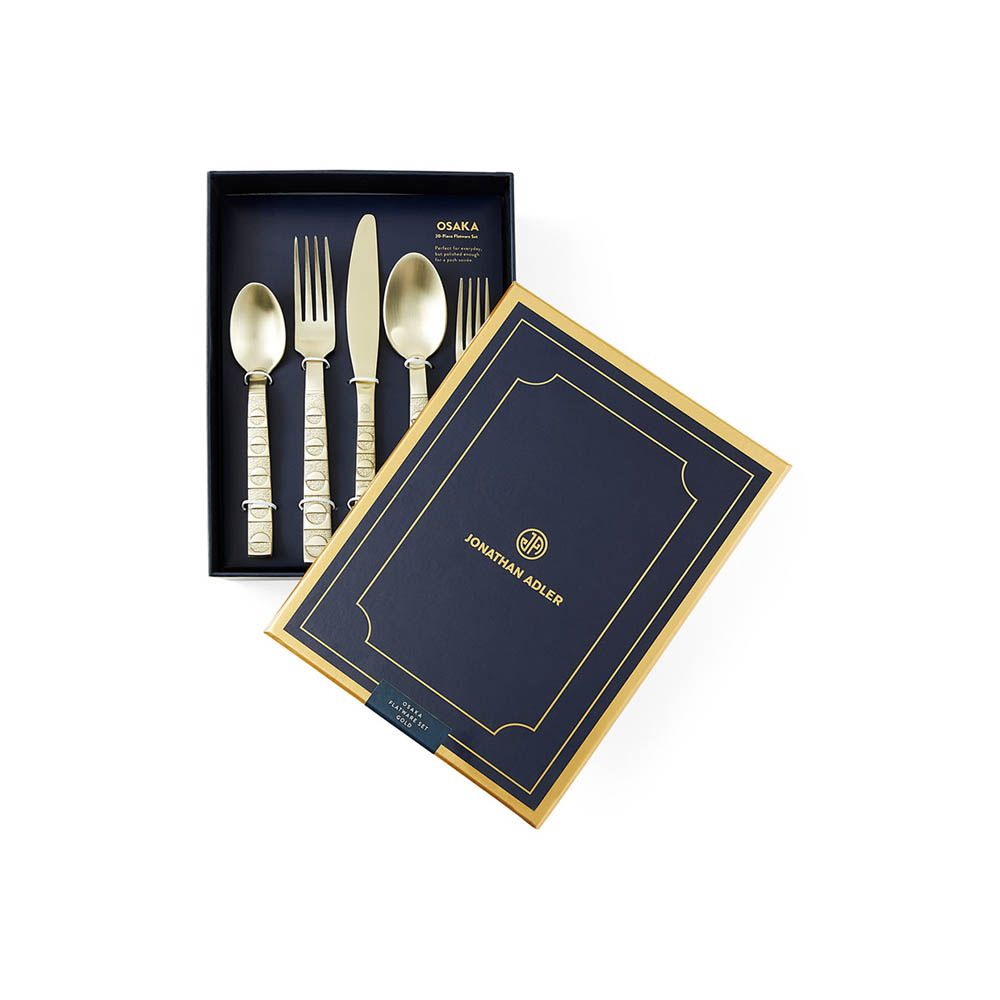 Glamorous luxury flatware set in gentle gold finish